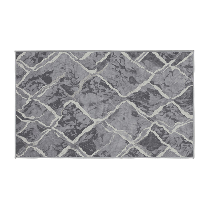 Tapis gris lavable à la machine, Rectangle 7 pi x 10 pi