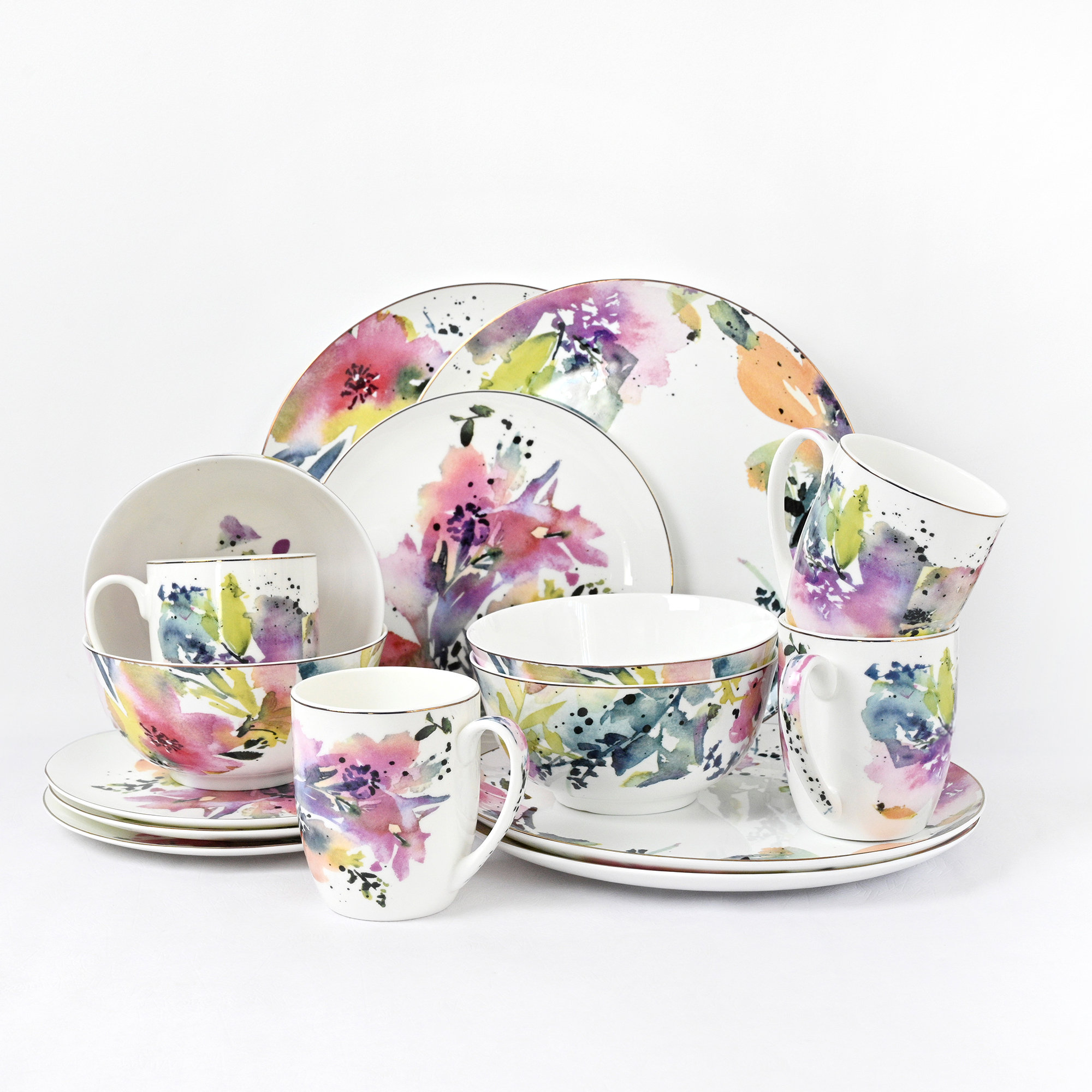 Latitude Run® 16 Piece Bone China Dinnerware Set, Service for 4 | Wayfair