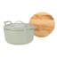 Bloomhouse 7 Qt Cast Iron Dutch Oven w/ Lid, European Enamel, & Walnut Wood Trivet - Oat White-490643240