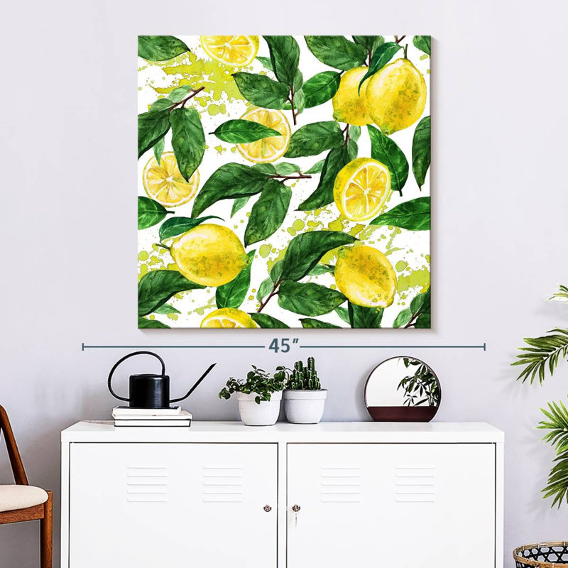 Yarlin Lemon Leaves Pattern, 33" H x 33" W