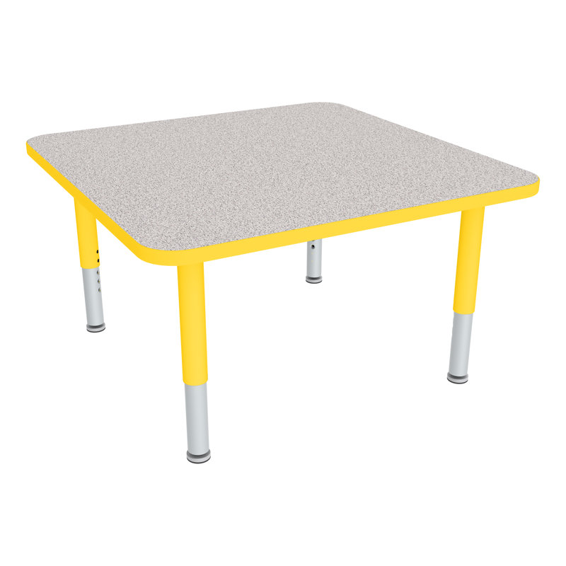 Table d'activités préscolaire à hauteur réglable avec roulettes, L 36 po x l 36 po, hauteur réglable: 15 à 23 po, Gris nebula