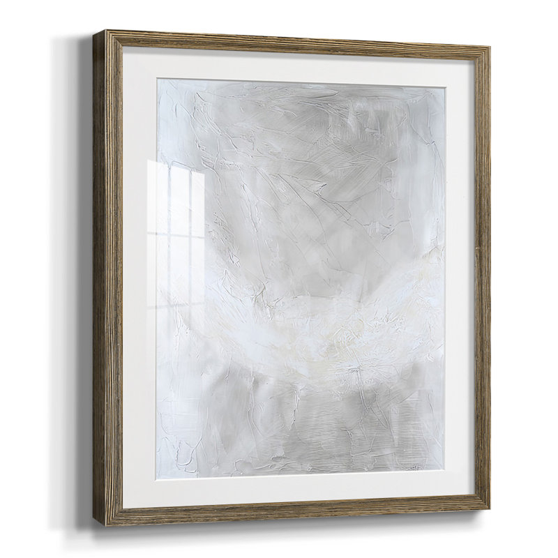 Snowdrift II, Blanc, Papier avec cadre noyer