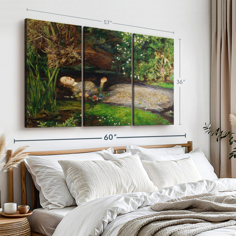 Impression sur toile Ophelia 1851, H 36 po x l 57 po x P 1,25 po