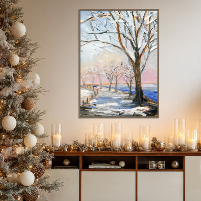 «Lakeside in Winter» par Sandra Iafrate, reproduction d'art sur toile encadrée