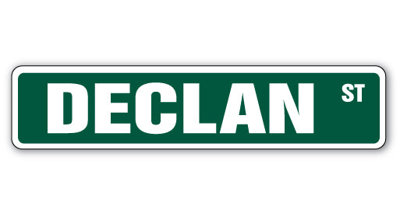 Declan Street Sign Heavy Duty Plastic 8" X 36"