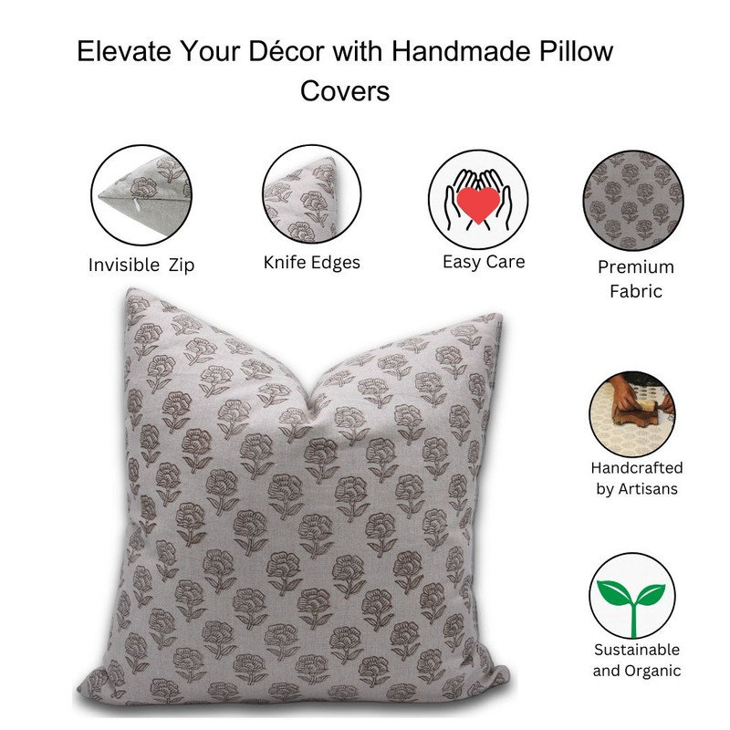 Linen Pillow Cover, Square, 20"H x 20"W, Rohini Floral