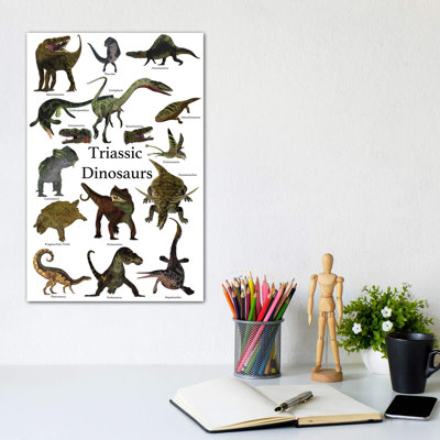 Affiche des dinosaures préhistriques et des reptiles pendant la période triasique par Corey Ford - impression d'art graphique