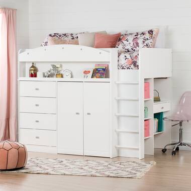 South Shore Tiara Kids Twin Loft Bed with Drawers & Reviews