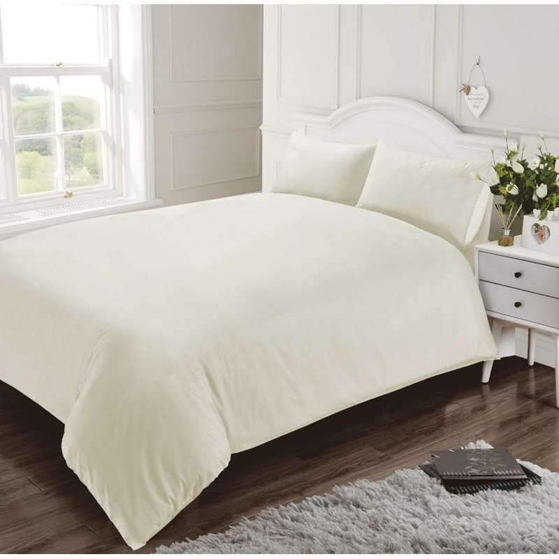 Constantine Plain Weave 400 TC Duvet Cover Set, Cream, Kingsize - 2 Standard Pillowcases