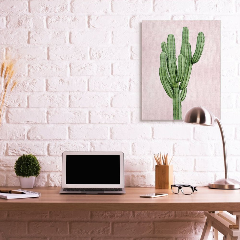 «Desert Cactus Plant Minimal Succulent Nature Pink Green» par Ziwei Li - impression d'art graphique, H 40 po x l 30 po