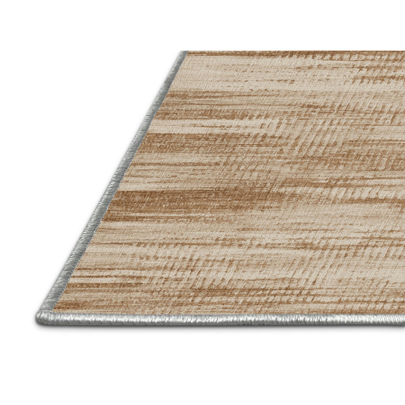 Washable Sandy Neutrals Coastal Area Rug, Rectangle 4' x 6'