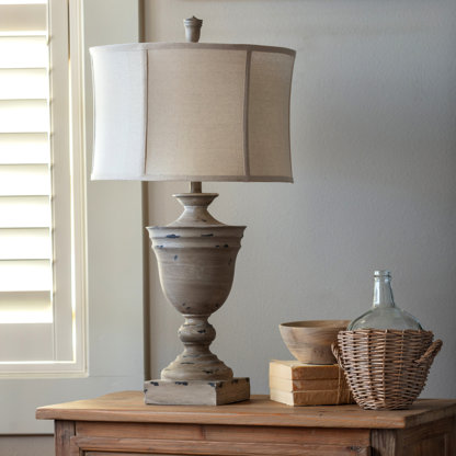 Resin Table Lamp With Linen Shade
