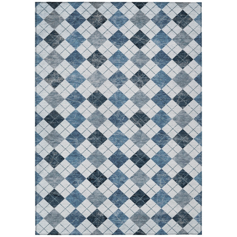 Machine Washable Indoor/Outdoor Leavittsburg ACN2237 Geometric Rug, Rectangle 3' x 5'