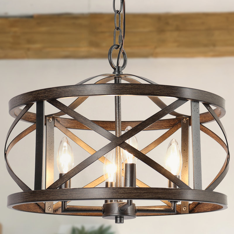 Ifill 4-Light Dimmable Drum Chandelier 