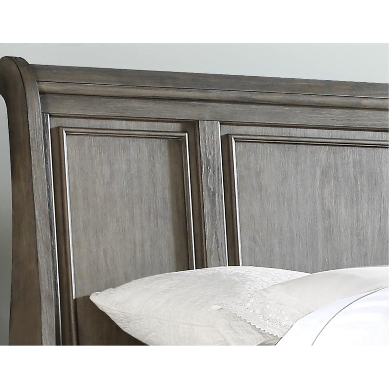 Grand lit de rangement gris antique, deux tiroirs, structure et structure robustes, tiroirs