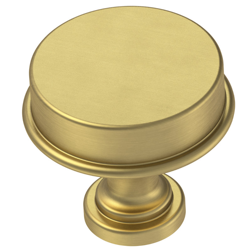 1 5/16" Diameter Round Knob, Brushed Brass
