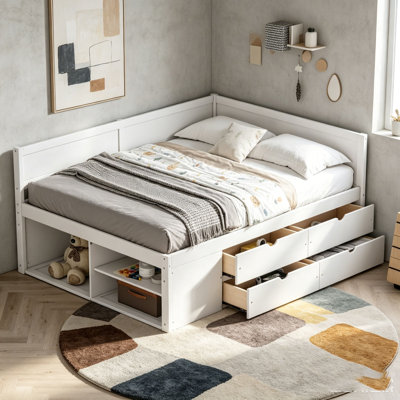 Full Size Daybed with Drawers and Shelves