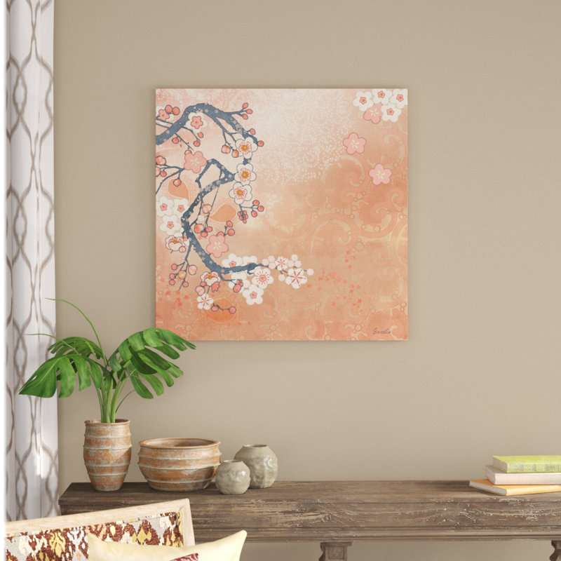 «Tokyo Cherry I», peinture sur toile, H 36 po x l 36 po