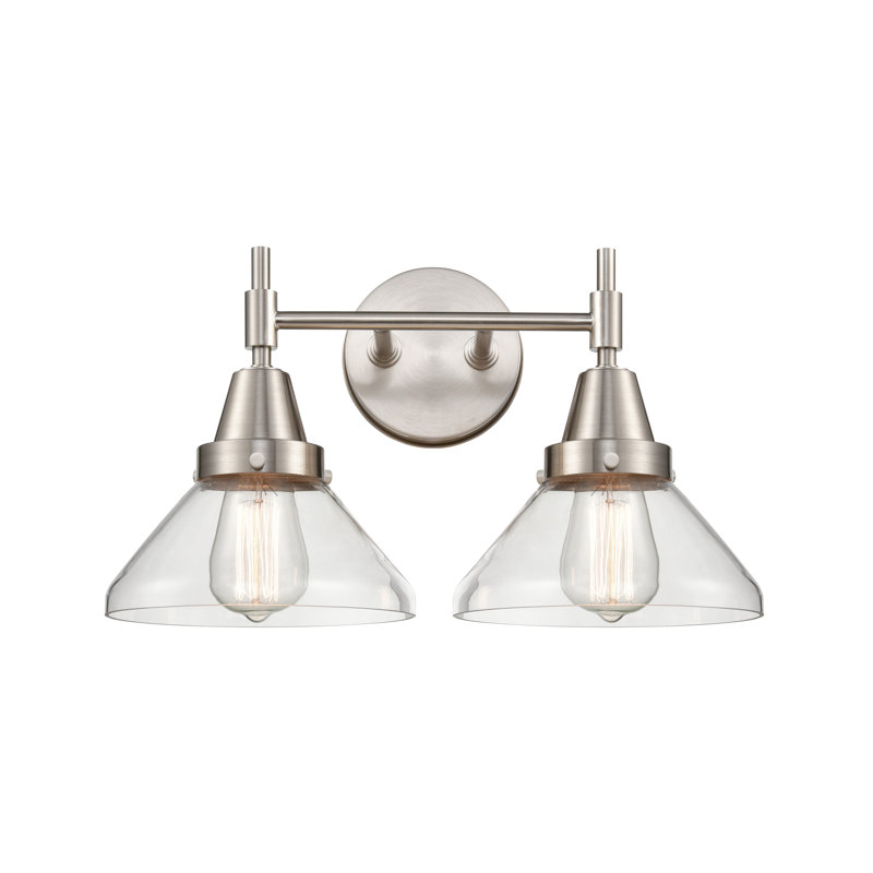 Éclairage de salle de bain à intensité variable 2 lumières Amede, Clair, Nickel satiné, Pas d'ampoule