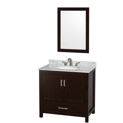 Sheffield 36" Freestanding Single Bathroom Vanity with Marble Top with 24" Mirror