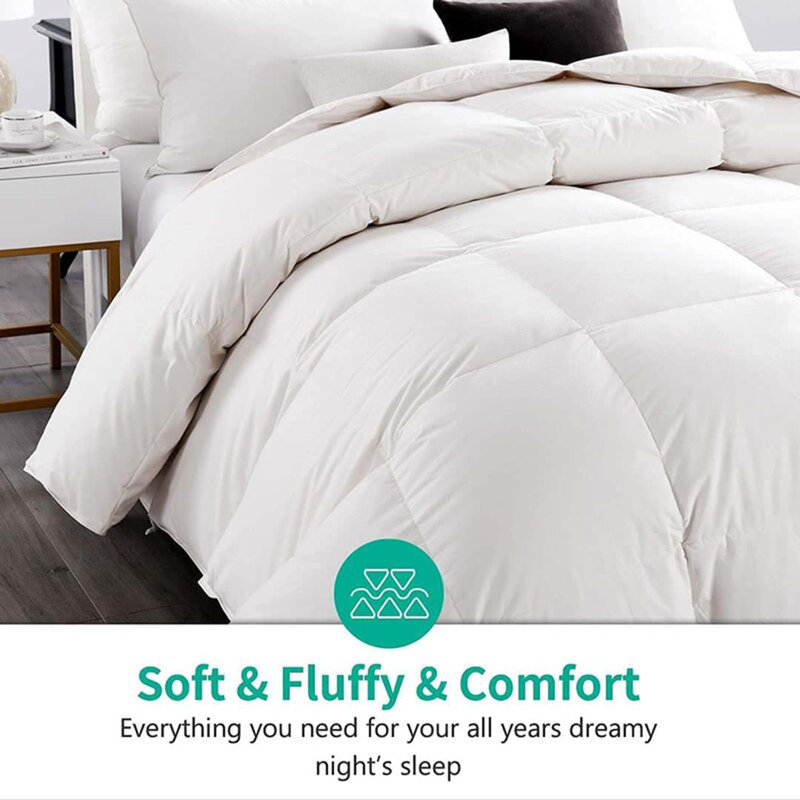 All-Season Feather Down Blend Duvet Comforter Soft-Cotton Duvet Insert, Queen