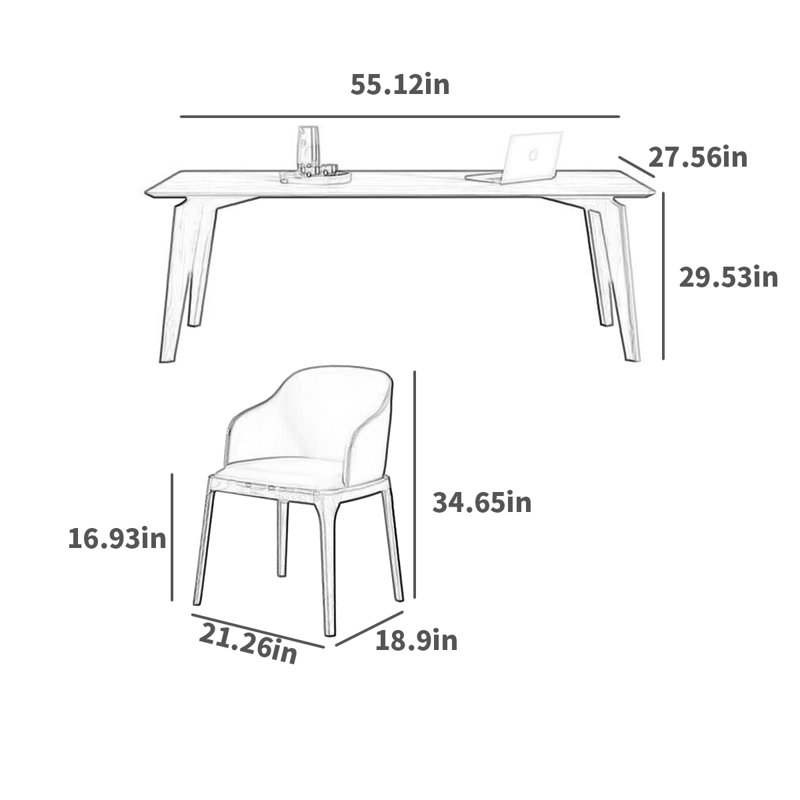 Ensemble de salle à manger Mino, H 29,53 po x L 55,12 po x l 27,56 po