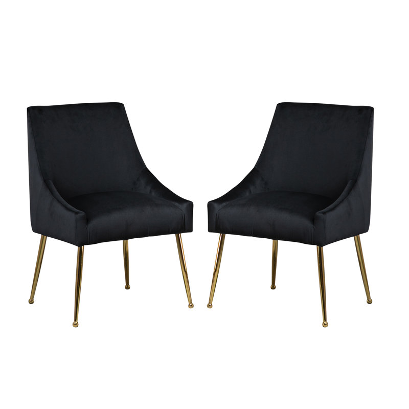 Chaise d'appoint en velours 21,25 po Khivi, Noir