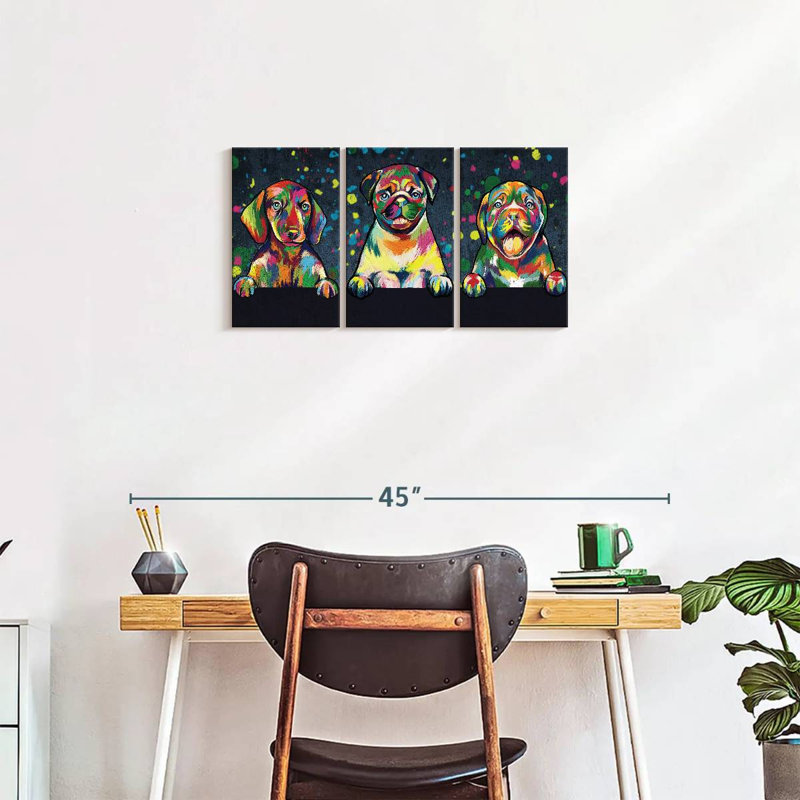 «Dogs Abstract», reproduction d'art sur toile, H 15 po x l 32 po x P 1,25 po