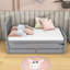 Lit plateforme simple en bois avec lit gigogne simple et tiroirs-798969257