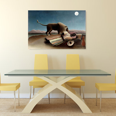 Sleeping Gypsy, 1897 Classic Traditional Abstract Lion Landscape Nature Wall Art Print by Henri Rousseau - 1 Piece Wrapped Canvas Wall Art