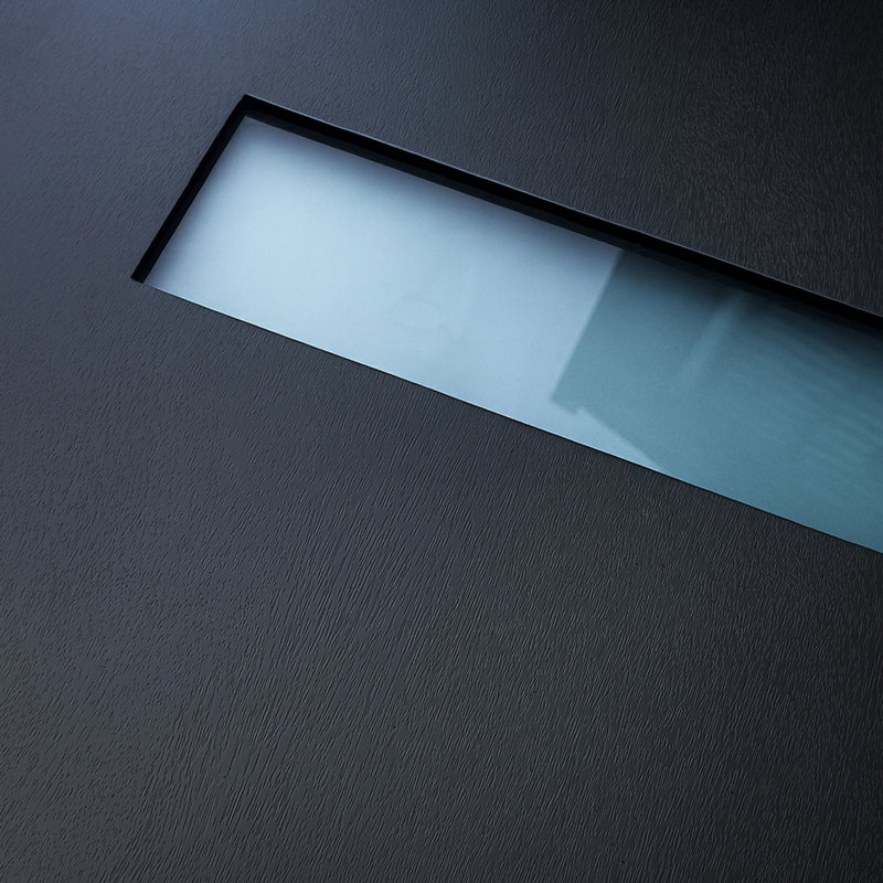 32 po X 80 po Plaque de porte d'entrée noire avec verre givré - ouverture à gauche, L 32 po x H 80 po, Black Mahogany