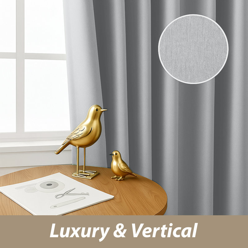 Linen Blend Blackout Eyelet Curtains - Thermal Insulated Room Darkening Window Panels for Bedroom & Living Room (Set of 2) 