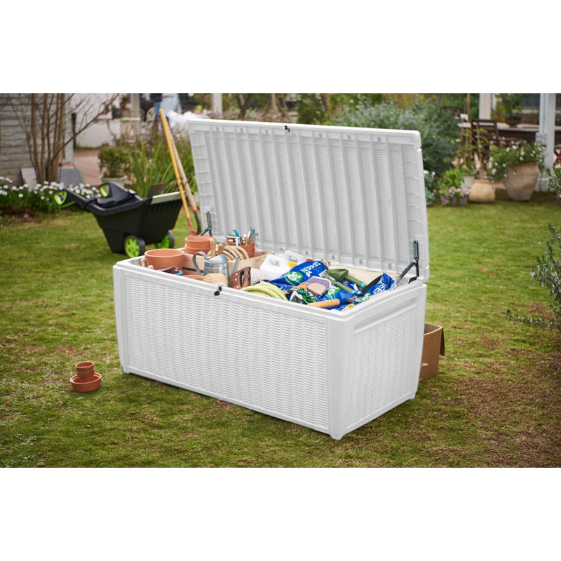 Grande boîte de rangement pour l'extérieur en résine durable de 135 gallons Keter Sumatra, idéale pour le mobilier et les fournitures de patio
