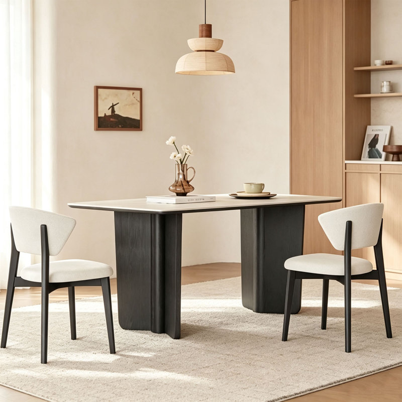 Table de salle à manger rétro en bois massif, H 29,5 po x l 70,9 po x P 35,4 po, 5