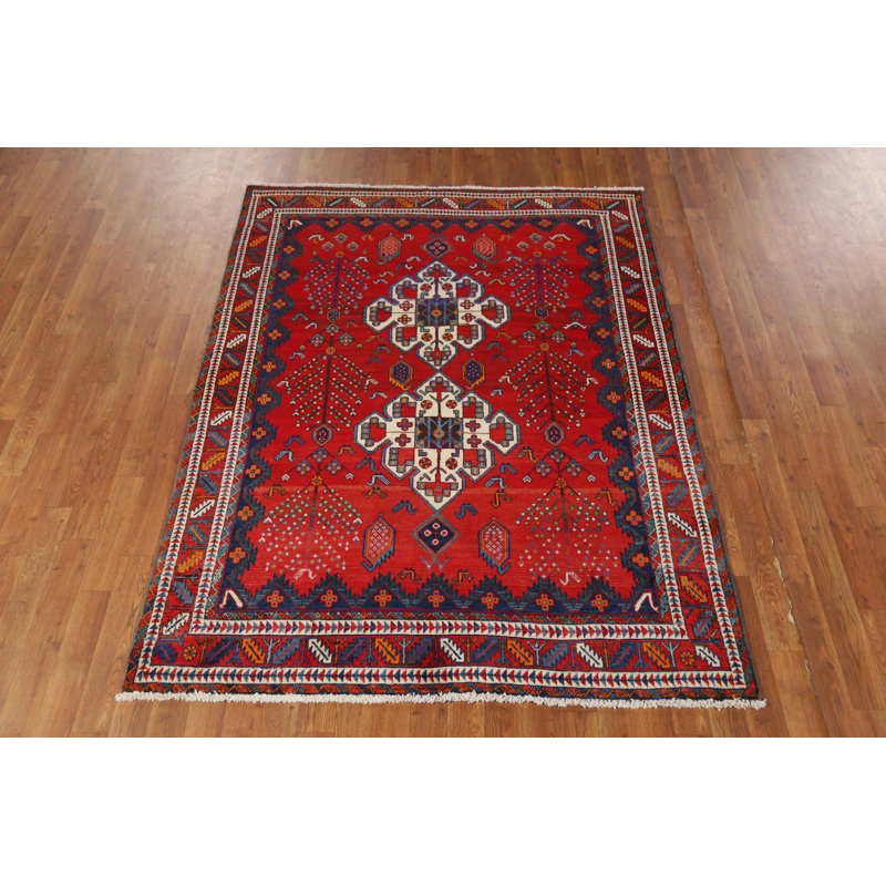 Tapis traditionnel rouge fait à la main 5 x 6