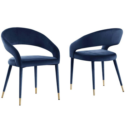 Modern Velvet Dining Chairs with Curved Back Design Set of 2