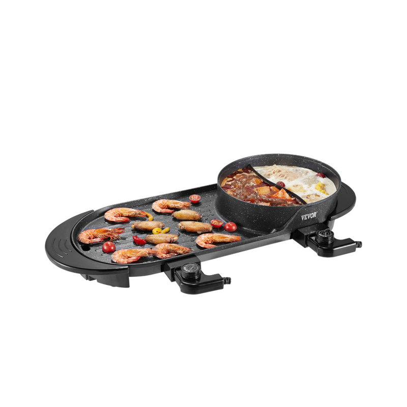 Hot Pot with Grill 2200W 2-in-1 Electric Smokeless Grill Hot Pot for 1-6 People