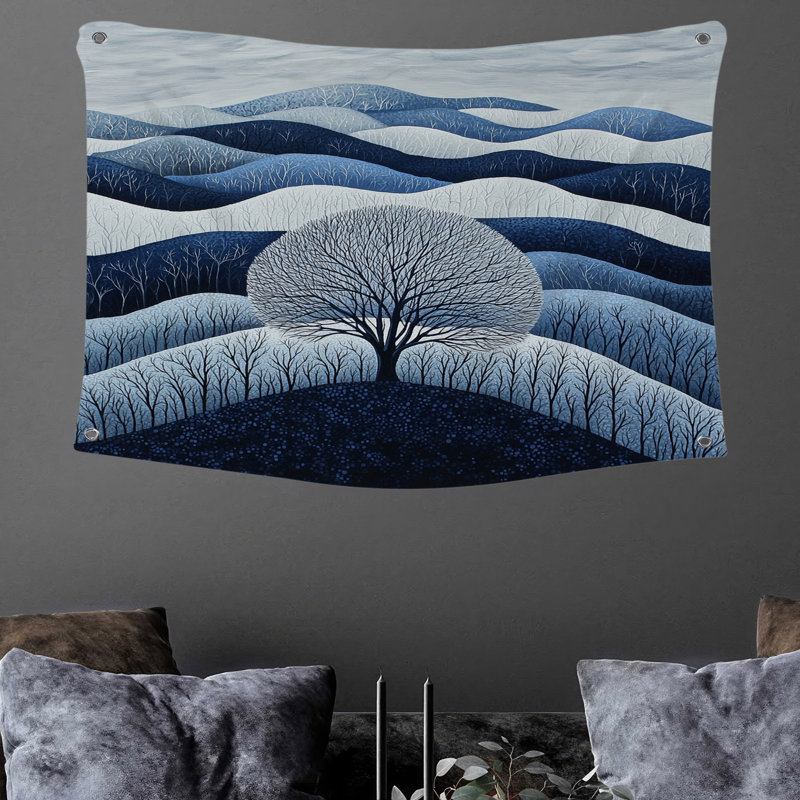 Tapisserie murale paysage d'hiver - décor mural paysage, H 68 po x l 80 po