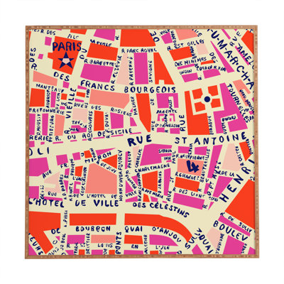 «Paris Map» - Cadre photo, impression sur bois