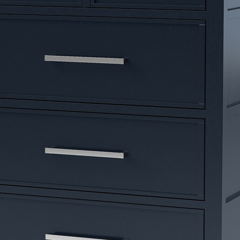 Commode Tela, 5 tiroirs, poignées en métal, bois de pin massif bleu