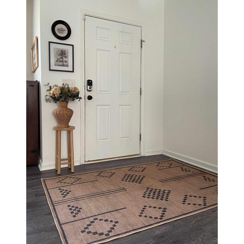 Norman  Moroccan Machine Washable Tan Area Rug, Rectangle 4' x 6'