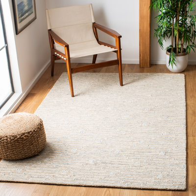 Tapis en laine / coton touffeté à la main gris clair / ivoire Damaa