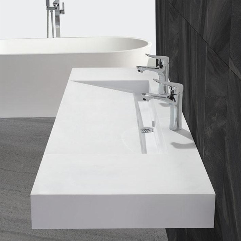 ADM Bathroom 18.9'' Square Trough, Wall Mount Bathroom Sink, Glossy/White