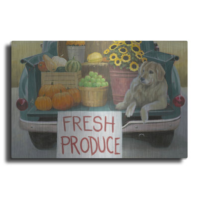 Art mural en métal luxueux «Fall Bounty 3 C» par James Wiens, 16 po x 12 po