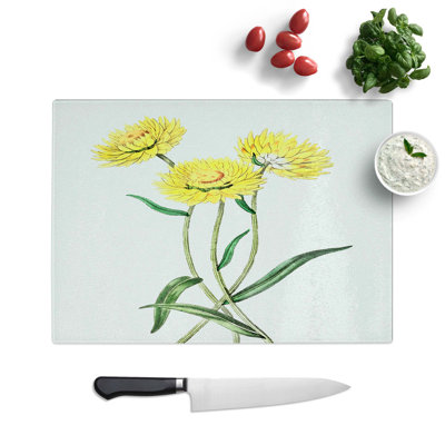 Tempered Glass Yellow Starflowers Chopping Board