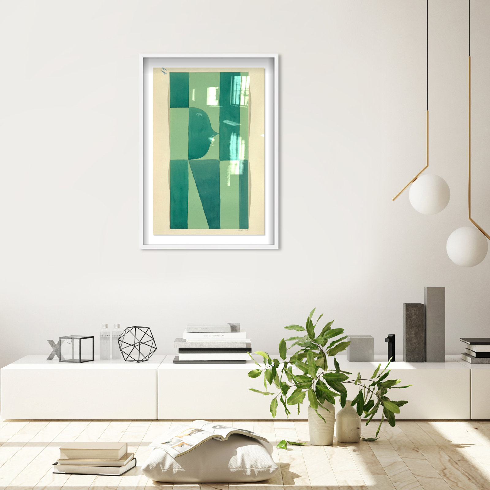 Erickson "Green Abstract" Print by Oliver Gal, 37" H x 25" W, White