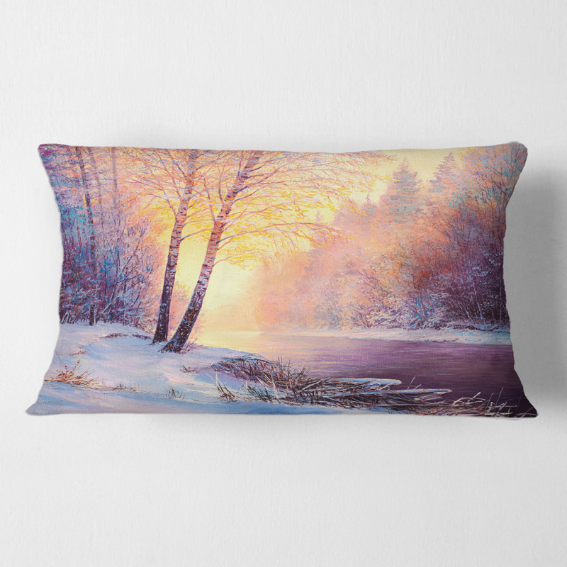 Housse de coussin et insert pour décor de paysage avec pont de la rivière II