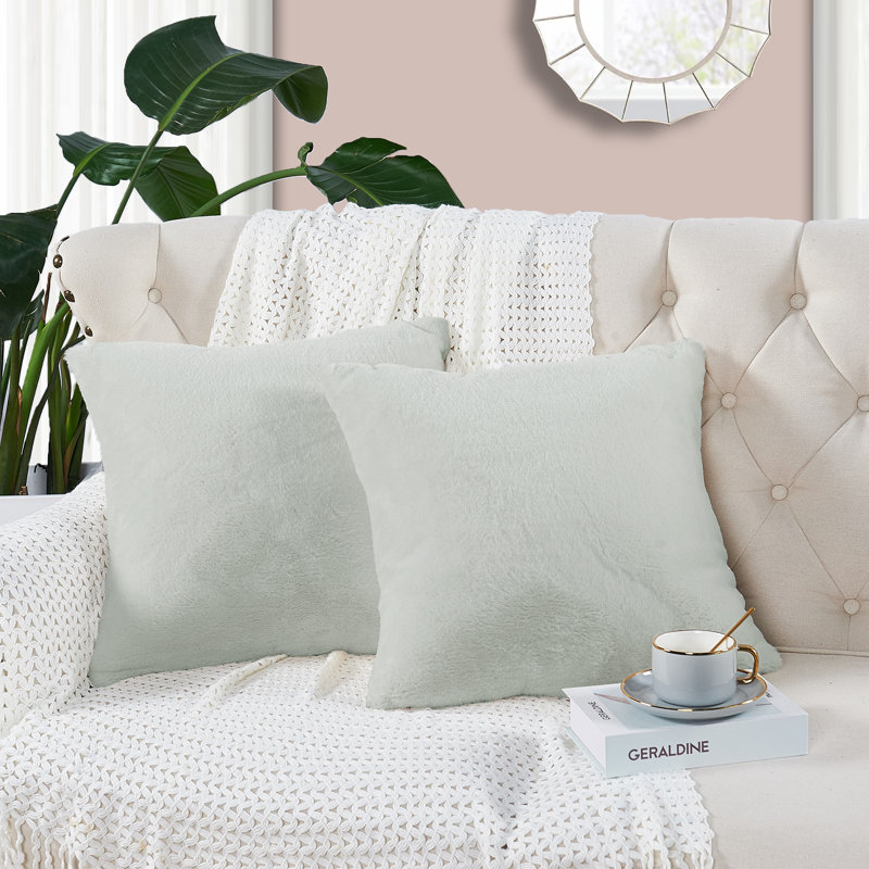 Solid Colour Faux Fur Pillow Cover, Moonstruck