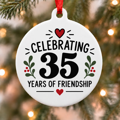 Ornement de Noël célébrant 35 ans d'amitié