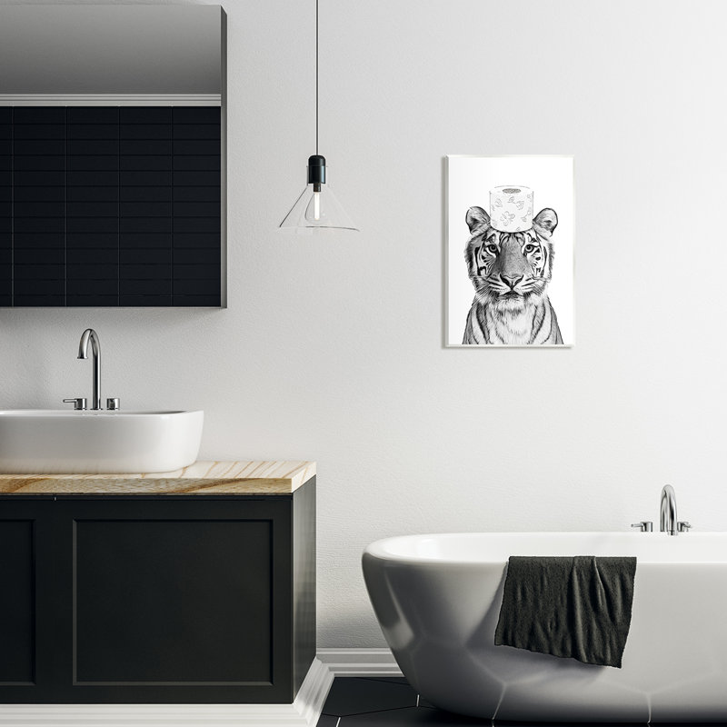 Art mural sur papier hygiénique en forme de tigre par Annalisa Latella, H 19 po x l 13 po x P 0,5 po, Mdf
